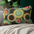 Retro circles colorful Spun Polyester Lumbar Pillow, MCM home decor, abstract, Mid Century Modern, throw scatter cushion