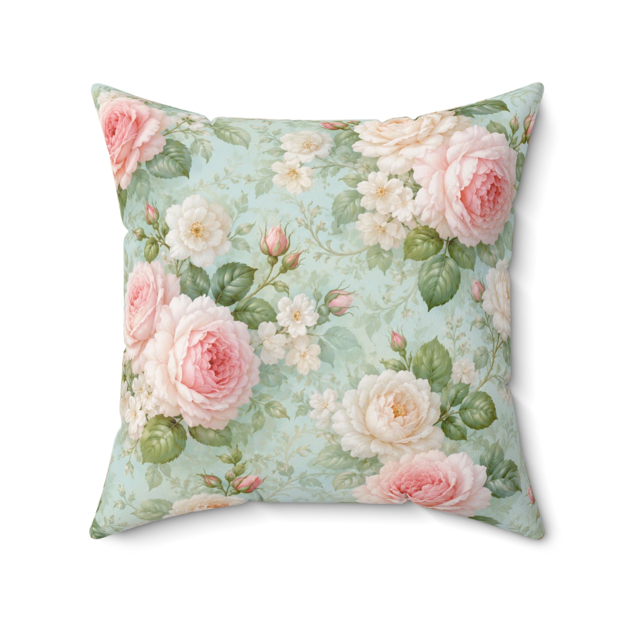 Vintage Pink Roses Toss Pillow | Floral Square Pillow, Shabby Chic