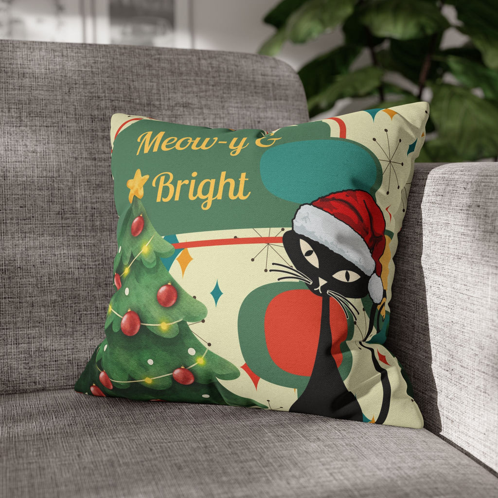 Meow-y & Bright Atomic Cat Christmas Pillowcase