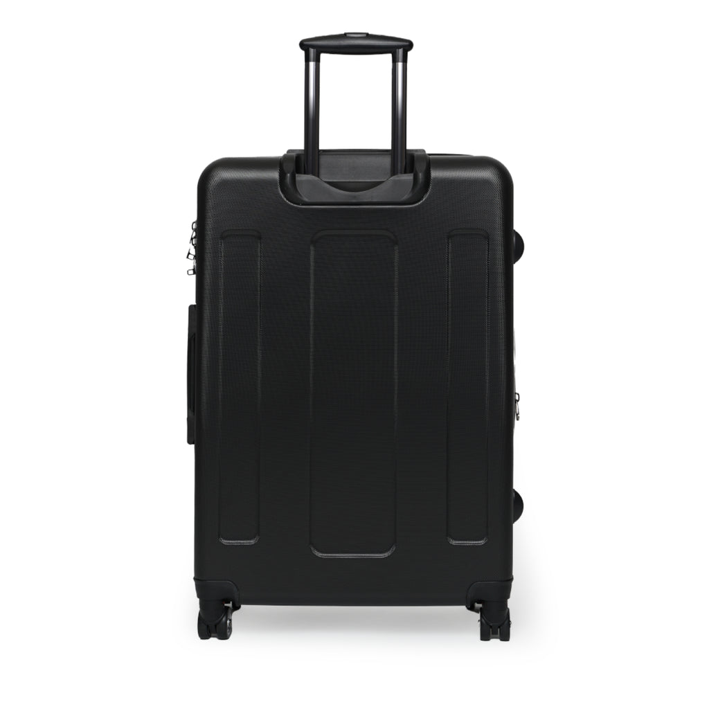 Retro Black Atomic Cat Beach Suitcase | Mid Century Travel Luggage