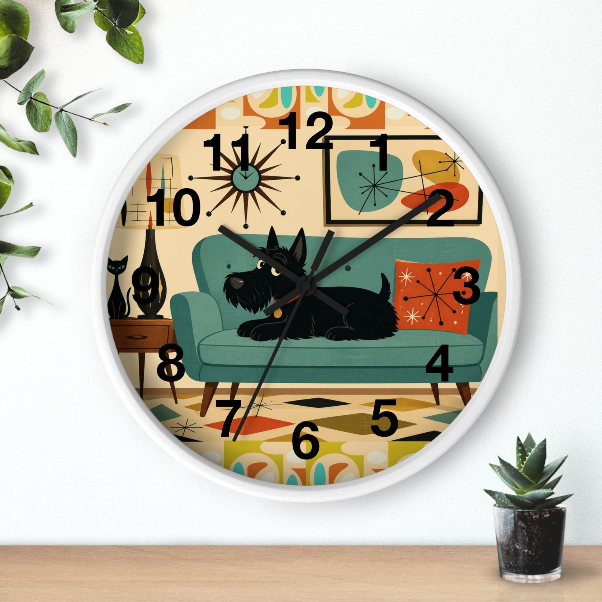 Retro Scotty Dog Sofa Wall Clock | Mid Century Modern Home Decor