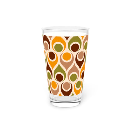 Retro geometric groovy Pint Glass, 16oz, beverage glass, retro barware (price is per glass)