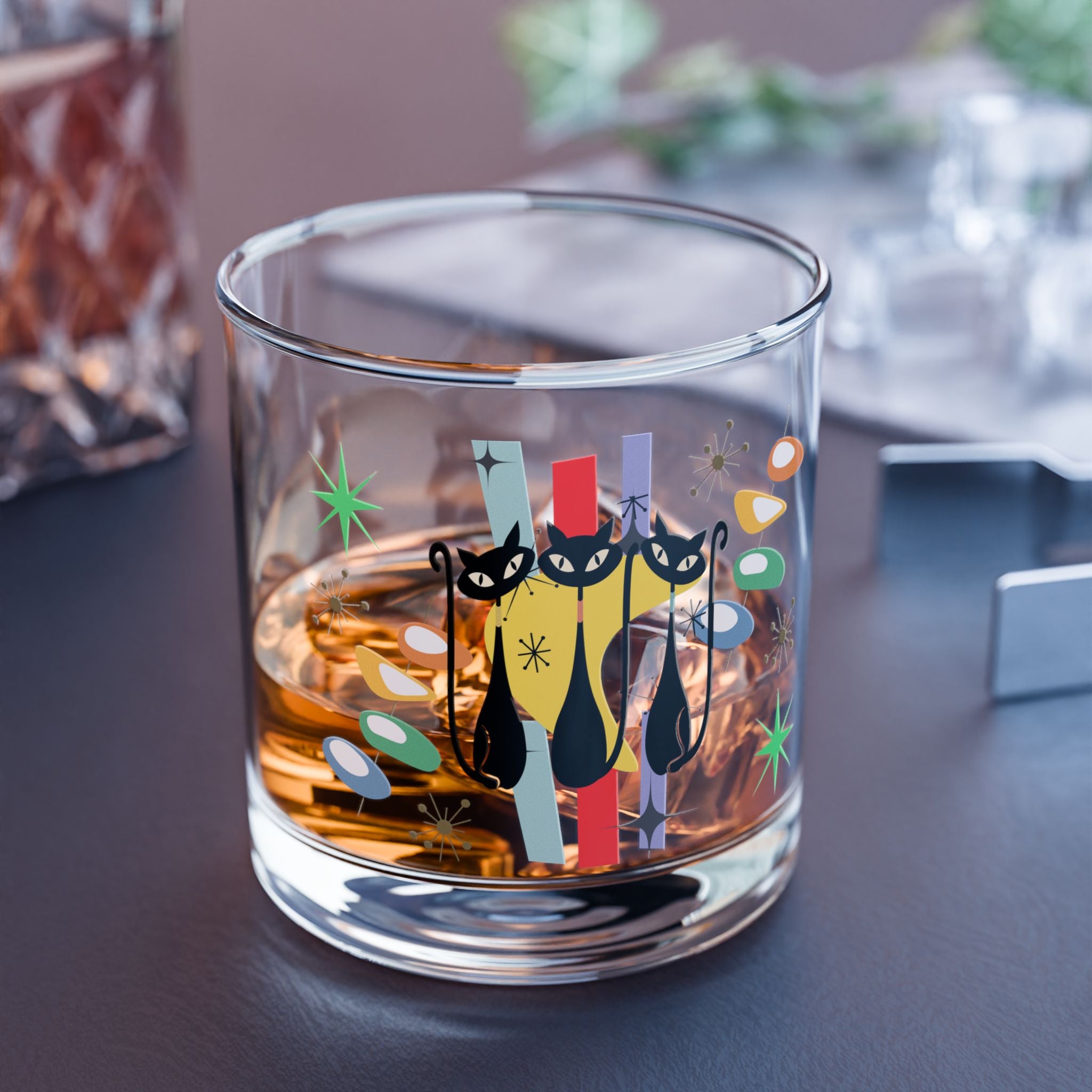 Mid-Century Ornaments 10oz Rocks Glass – Retro Cocktail Glass