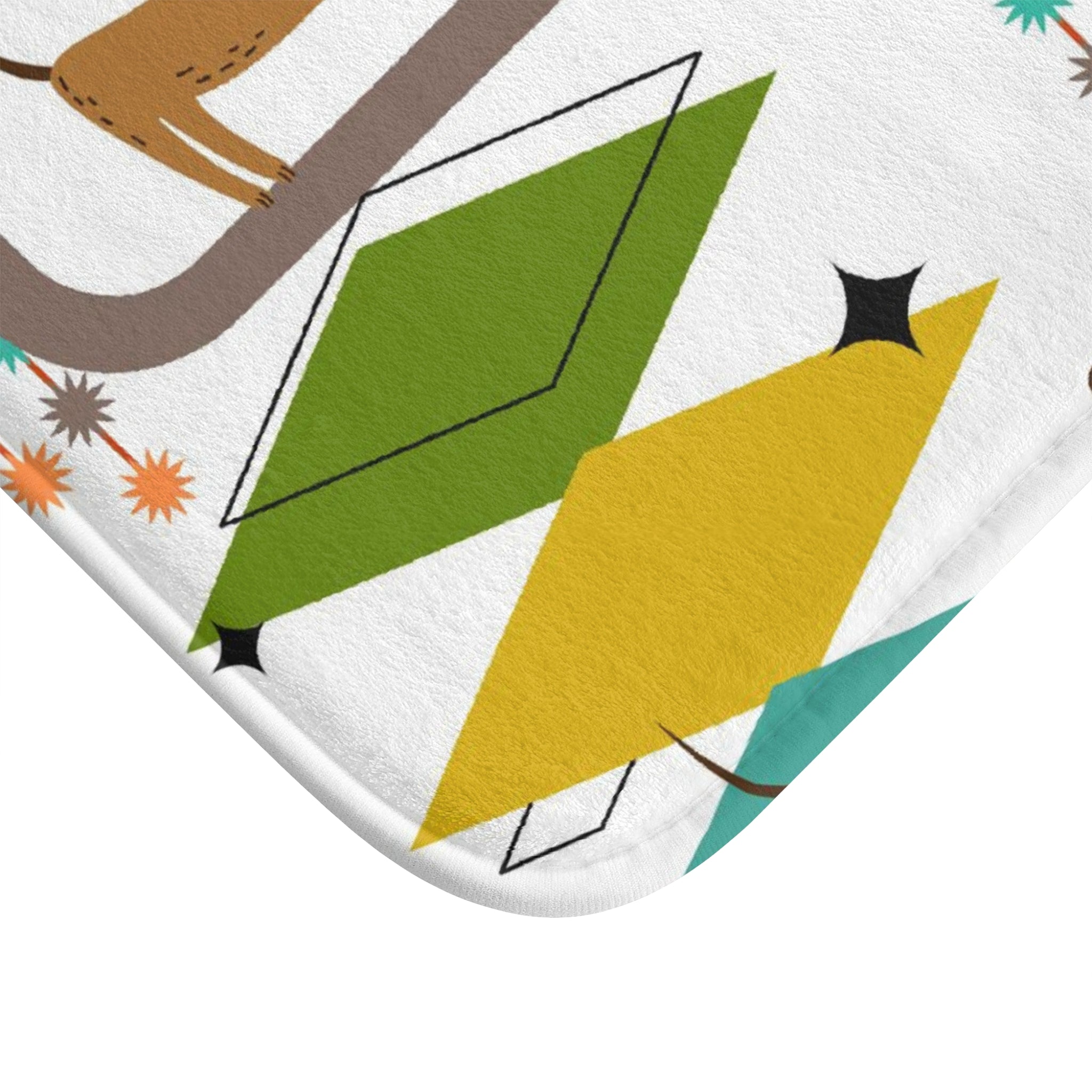 Mid Century Dachshund Pattern Bath Mat | Retro Atomic Geometric Design