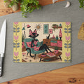 Retro Lounge Atomic Cat Glass Cutting Board | Mid Century Kitchen Decor