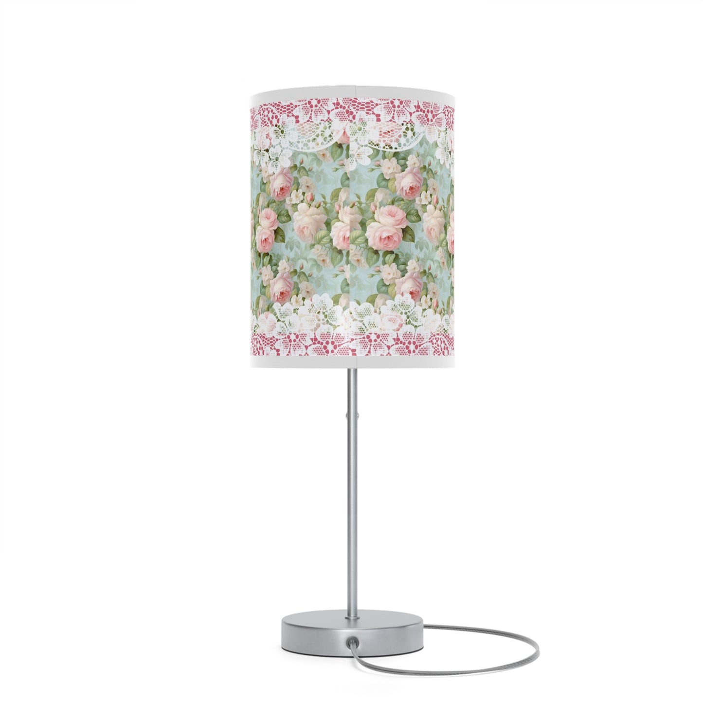 Pink rose shabby chic style Lamp on a Stand, US|CA plug