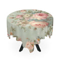 Bold pink roses vintage inspired shabby chic dining room tablecloth