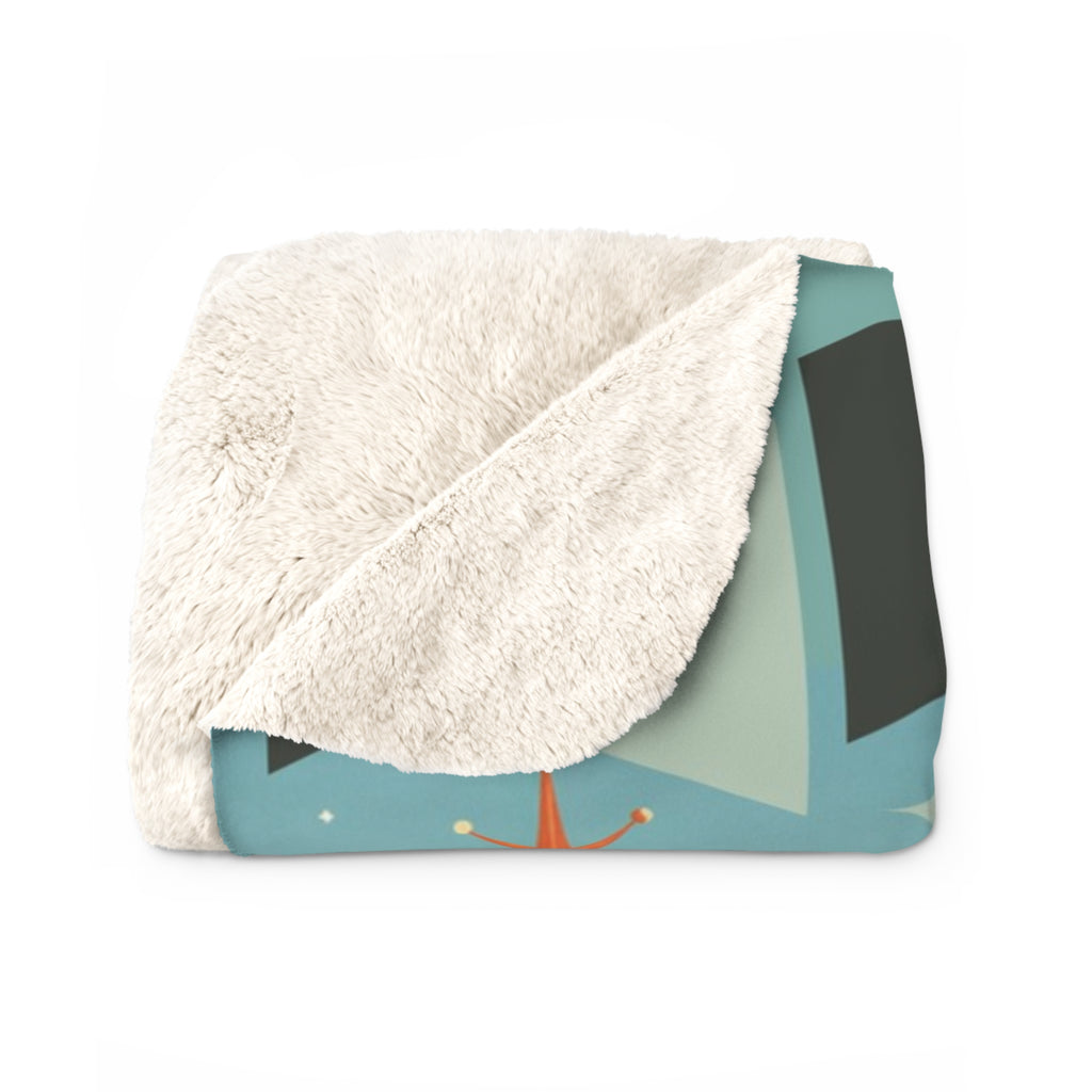 Drive-In Dachshund Dogs Sherpa Fleece Blanket | Retro Movie Night, Vintage 1950s Car & Canine