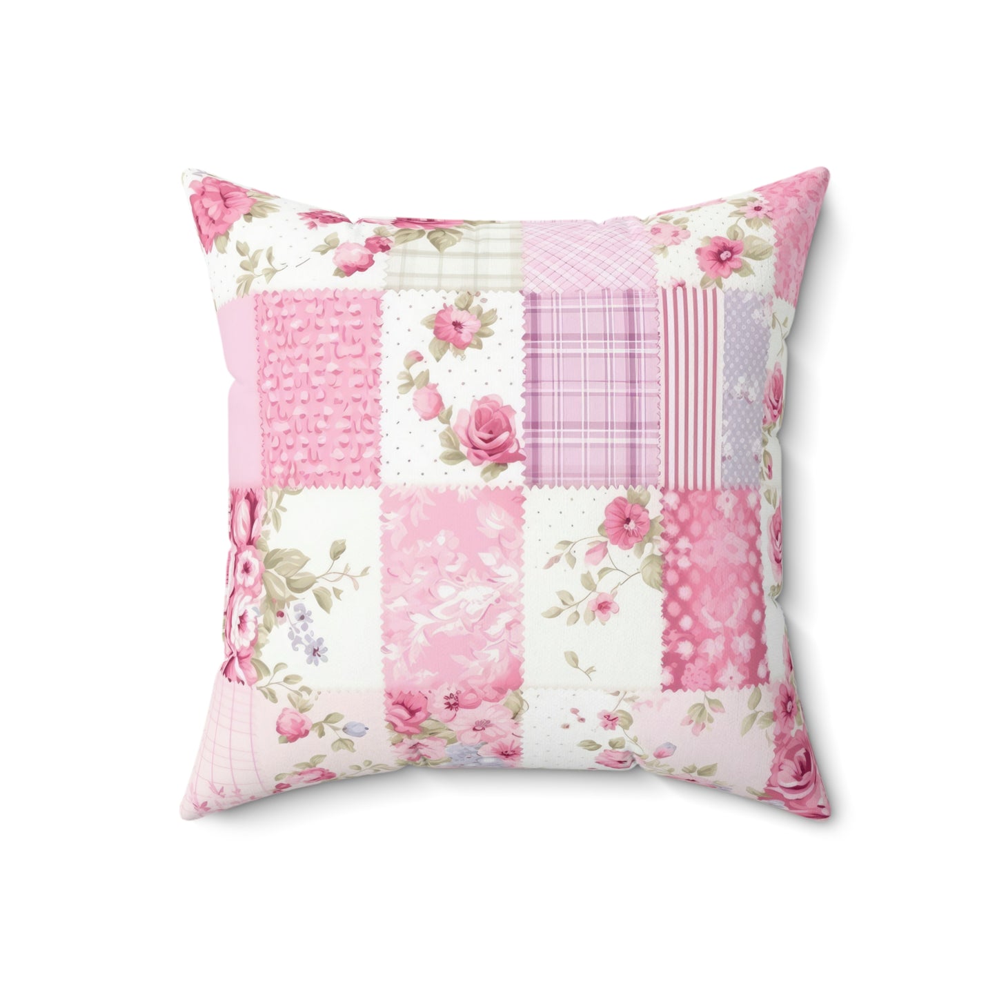 Patchwork printed look only Shabby chic Spun Polyester Square Pillow, vintage inspired, floral, scatter cushion, throw pillow