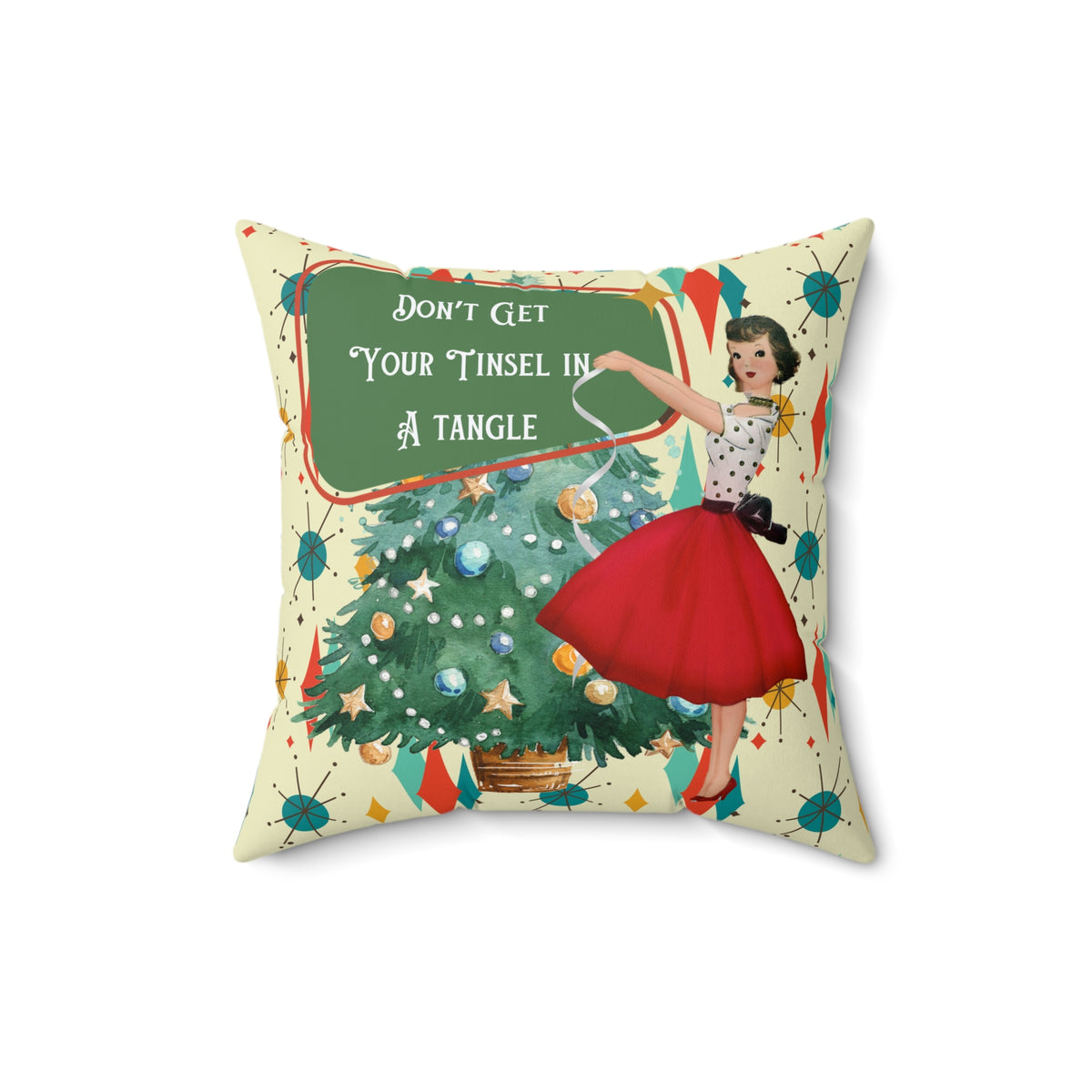 Don't Get Your Tinsel in a Tangle Pillow | Christmas Holiday Decor
