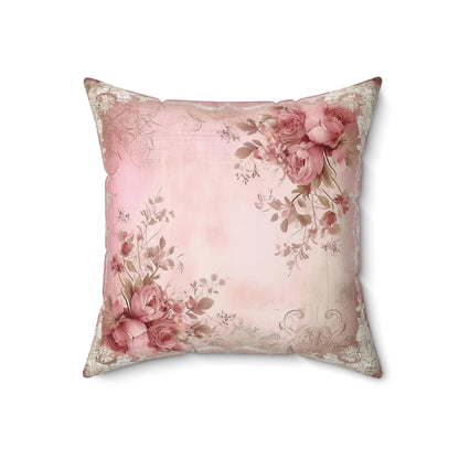 Vintage Old Light Roses Shabby chic Square Pillow, French Vintage inspired, floral scatter throw cushion