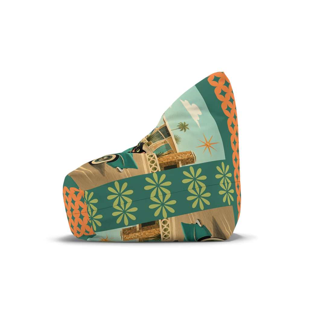 Retro Atomic Cat Road trip Bean Bag Chair Cover | Vintage Tropical Car Pattern