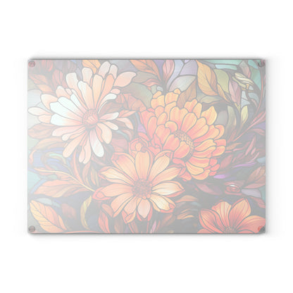 Autumn stained glass look fall design Glass Cutting Board