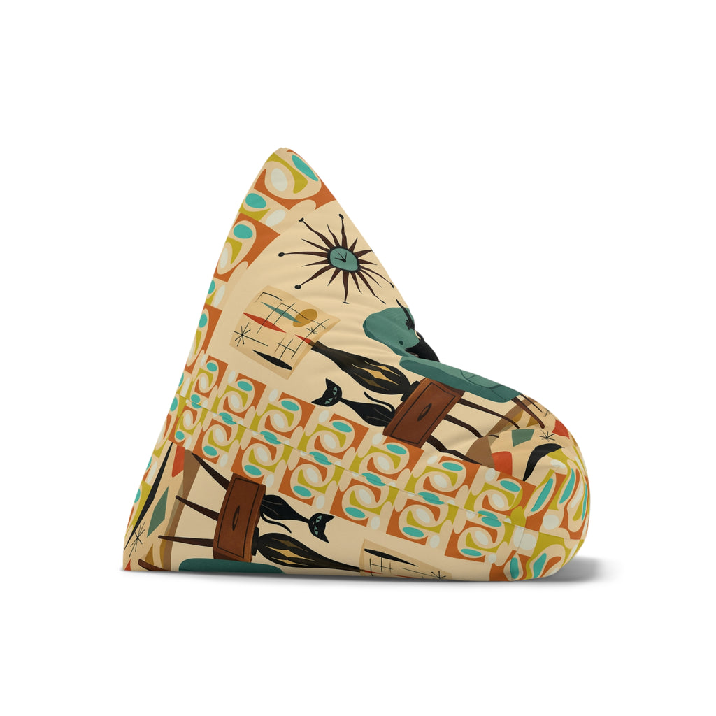 Retro Mid-Century Scotty Dog Pattern Bean Bag Chair Cover | Geometric Pet Print