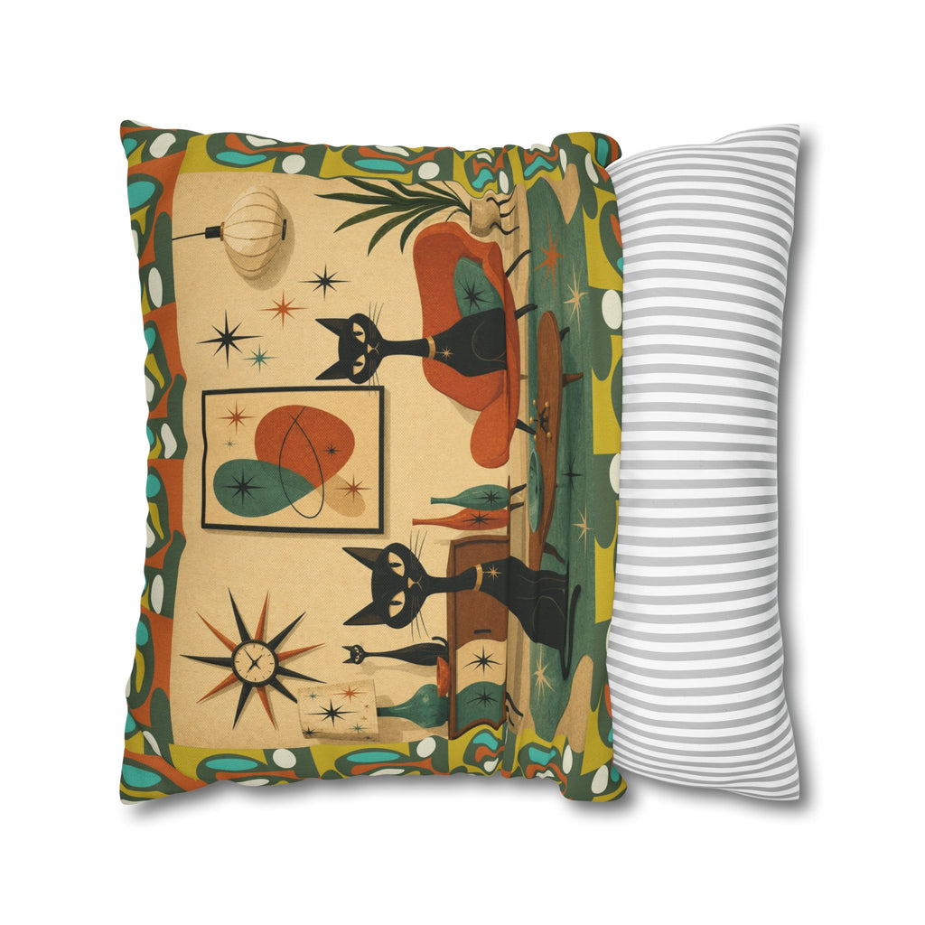 Mid Century Atomic Cats Pillowcase | Retro Atomic Living Room Throw Pillow - COVER ONLY