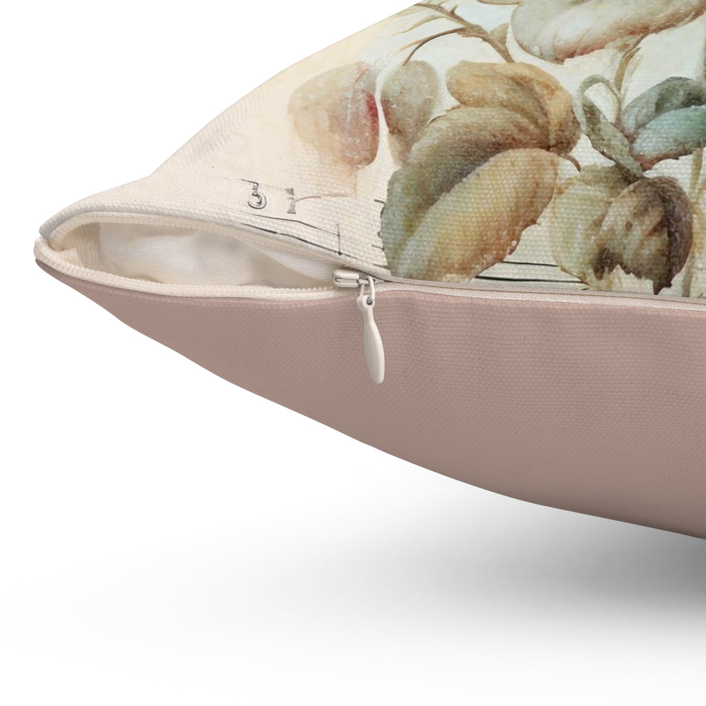 Vintage Elegance: Shabby Chic style Pink Rose Square Cushion