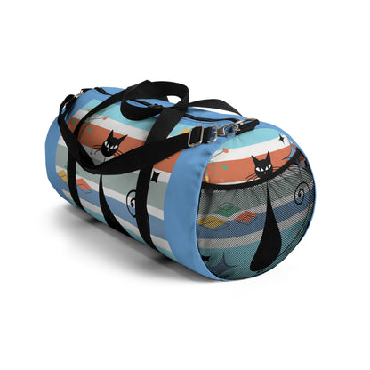 Mid Century Modern Atomic cat retro Duffel Bag, weekend bag, travel luggage, colorful duffel bag