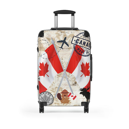 Made in Canada Suitcase on wheels, travel luggage for holidays, weekend, carry on bag, secure lockable luggage