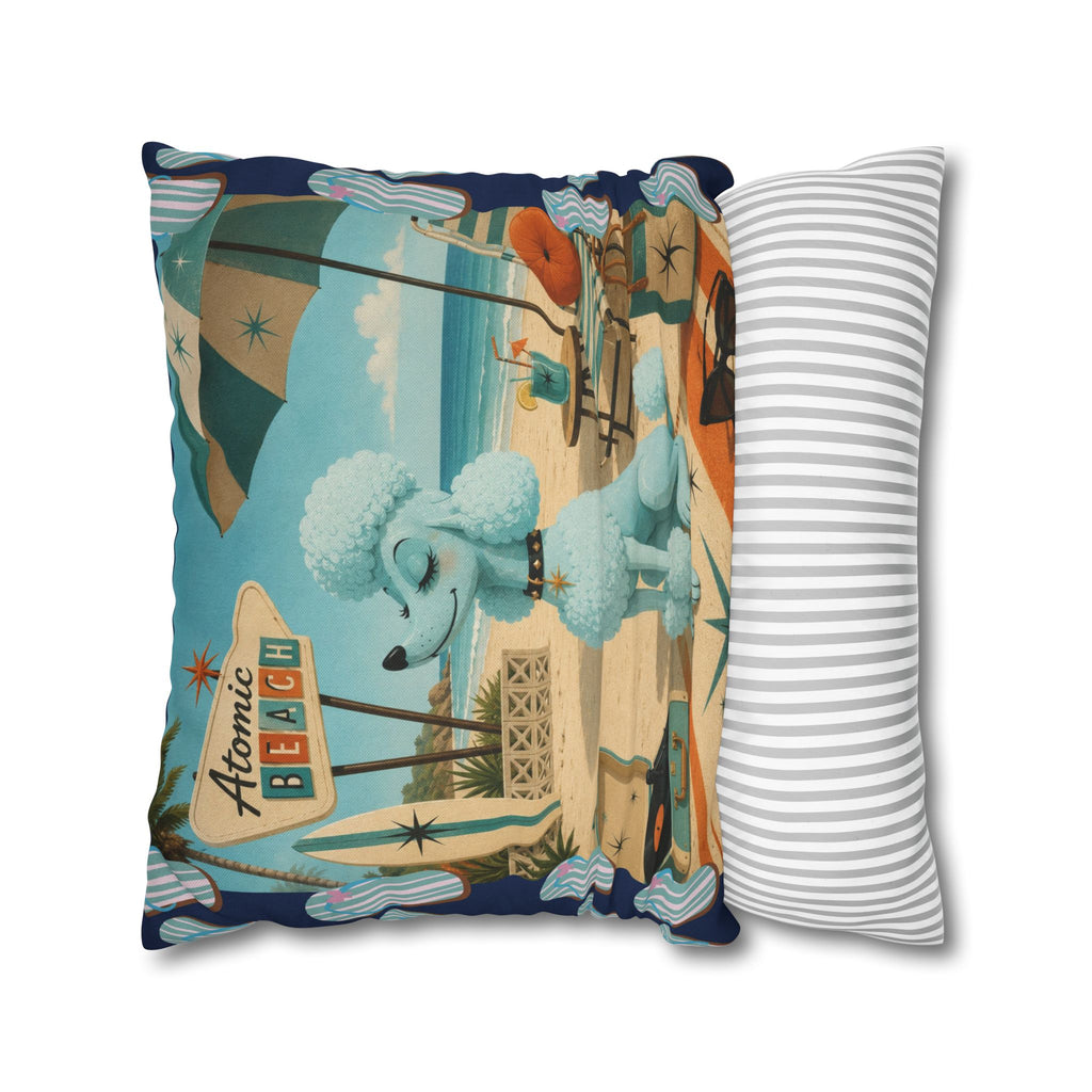 Retro Atomic Beach Poodle Pillowcase -  COVER ONLY - indoor use