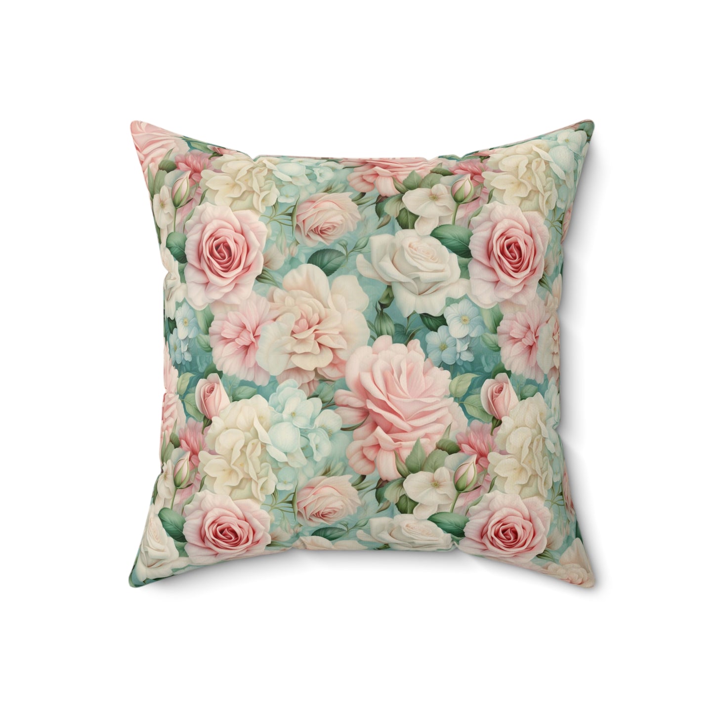 Delicate pink vintage roses shabby chic Square Pillow, French vintage inspired, Farmhouse, floral scatter throw cushion