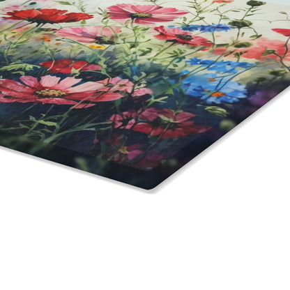 Blooming Beauty: Wildflower Glass Cutting Board for a Natural Kitchen Ambiance