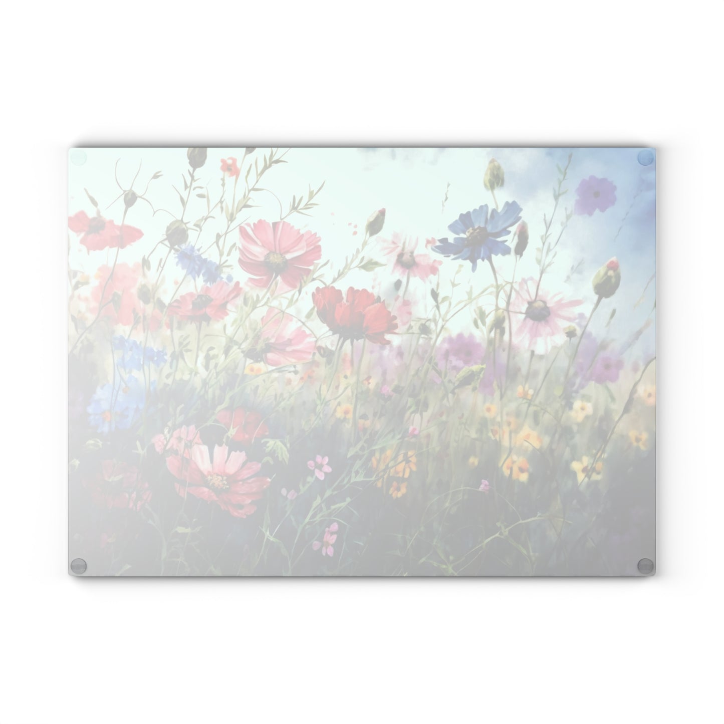 Blooming Beauty: Wildflower Glass Cutting Board for a Natural Kitchen Ambiance