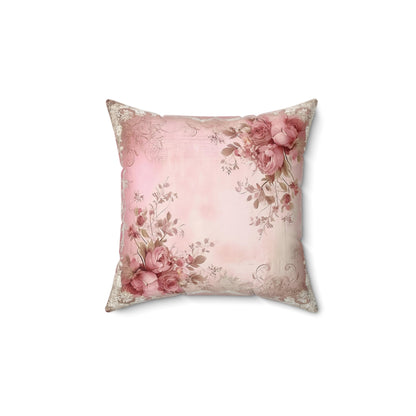 Vintage Old Light Roses Shabby chic Square Pillow, French Vintage inspired, floral scatter throw cushion