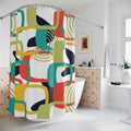Colorful MCM shapes Shower Curtain, Mid Century Modern, retro bathroom decor, stall shower curtain
