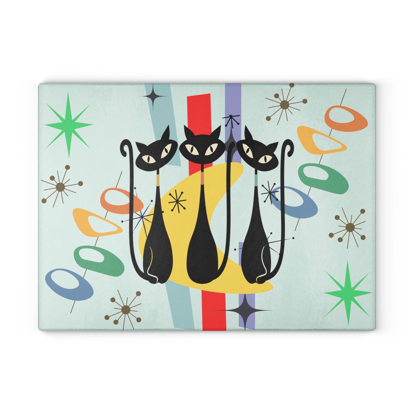 Atomic cat MCM retro Glass Cutting Board