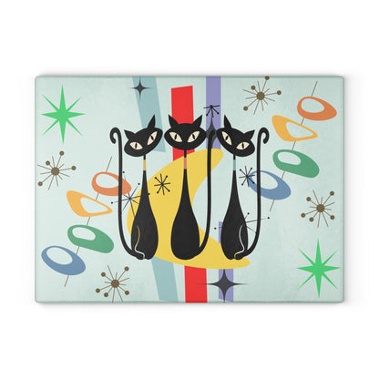 Atomic cat MCM retro Glass Cutting Board