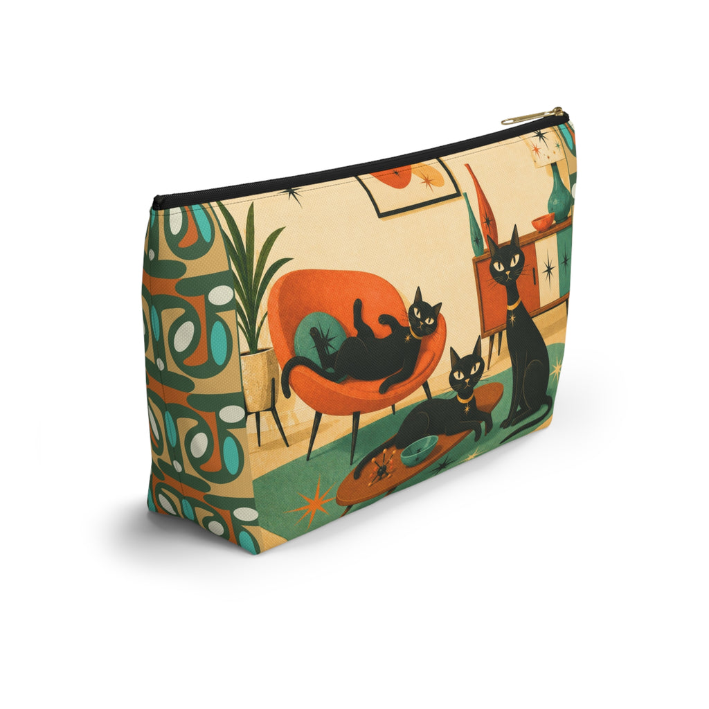 Mid-Century Atomic Black Cats Accessory Pouch