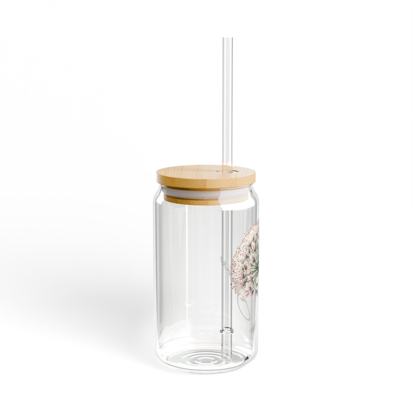 Personalized Dandelion flower can style Sipper Glass, 16oz, floral glass, named drinking glass, iced coffee cup