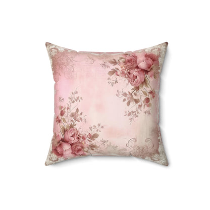 Vintage Old Light Roses Shabby chic Square Pillow, French Vintage inspired, floral scatter throw cushion