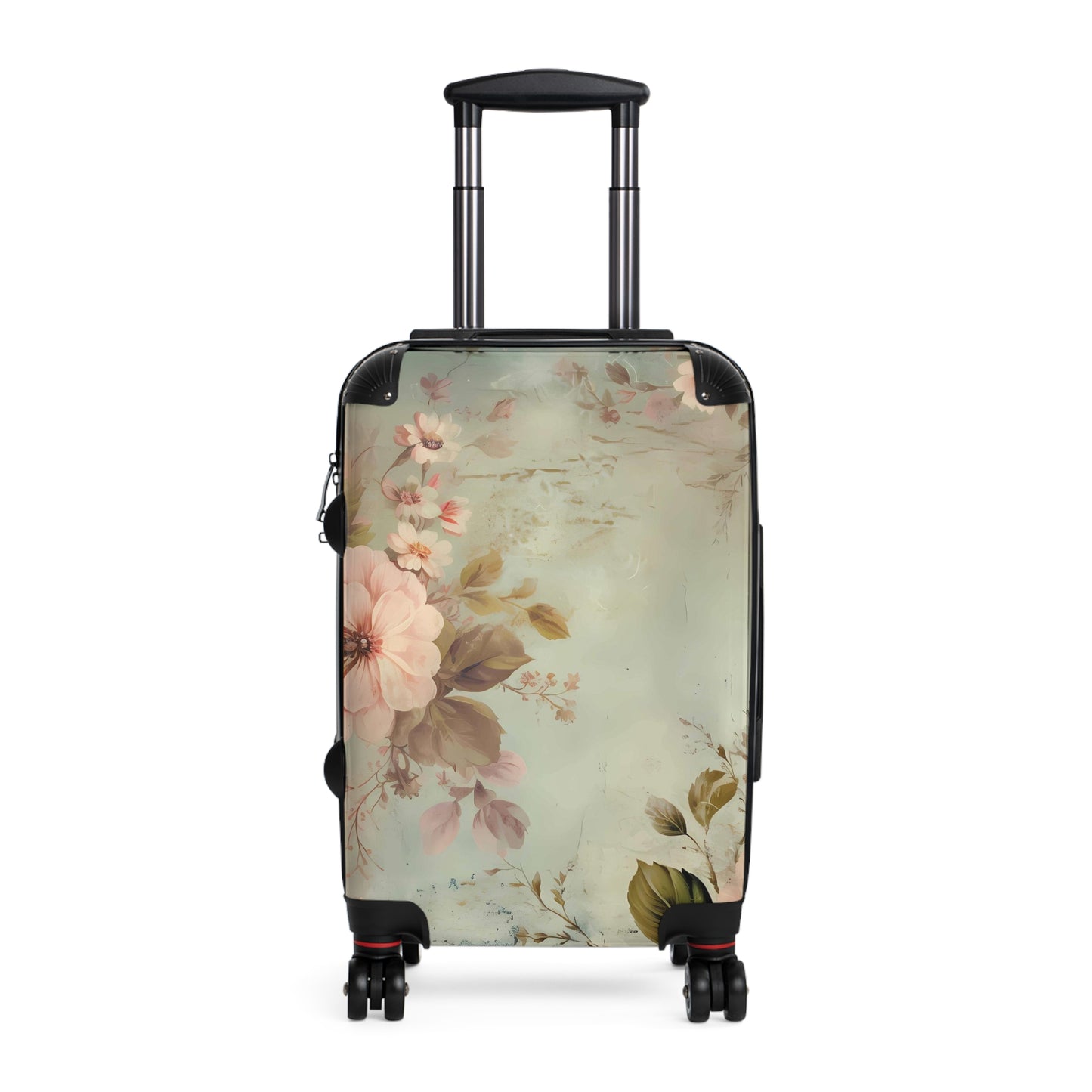 Boho shabby chic style Suitcase on wheels, carry on luggage, travel luggage, cute floral suitcases, durable hard shell, lockable case