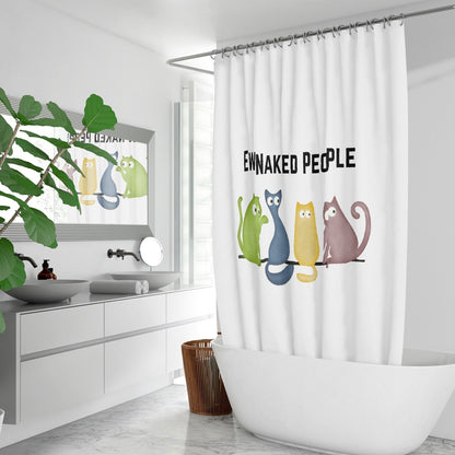 Ew Naked people, funny cat design Quick-drying Shower Curtain