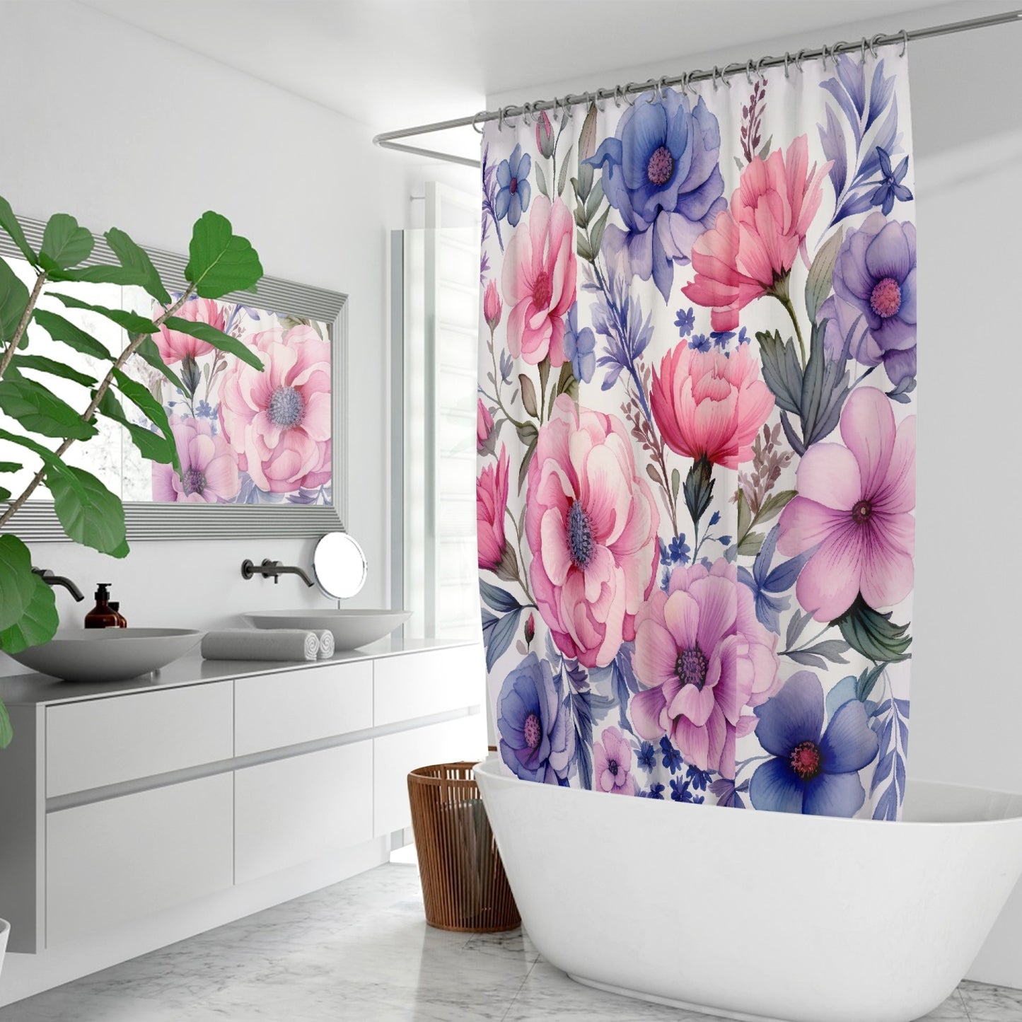 Colorful floral wildflowers Quick-drying Shower Curtain