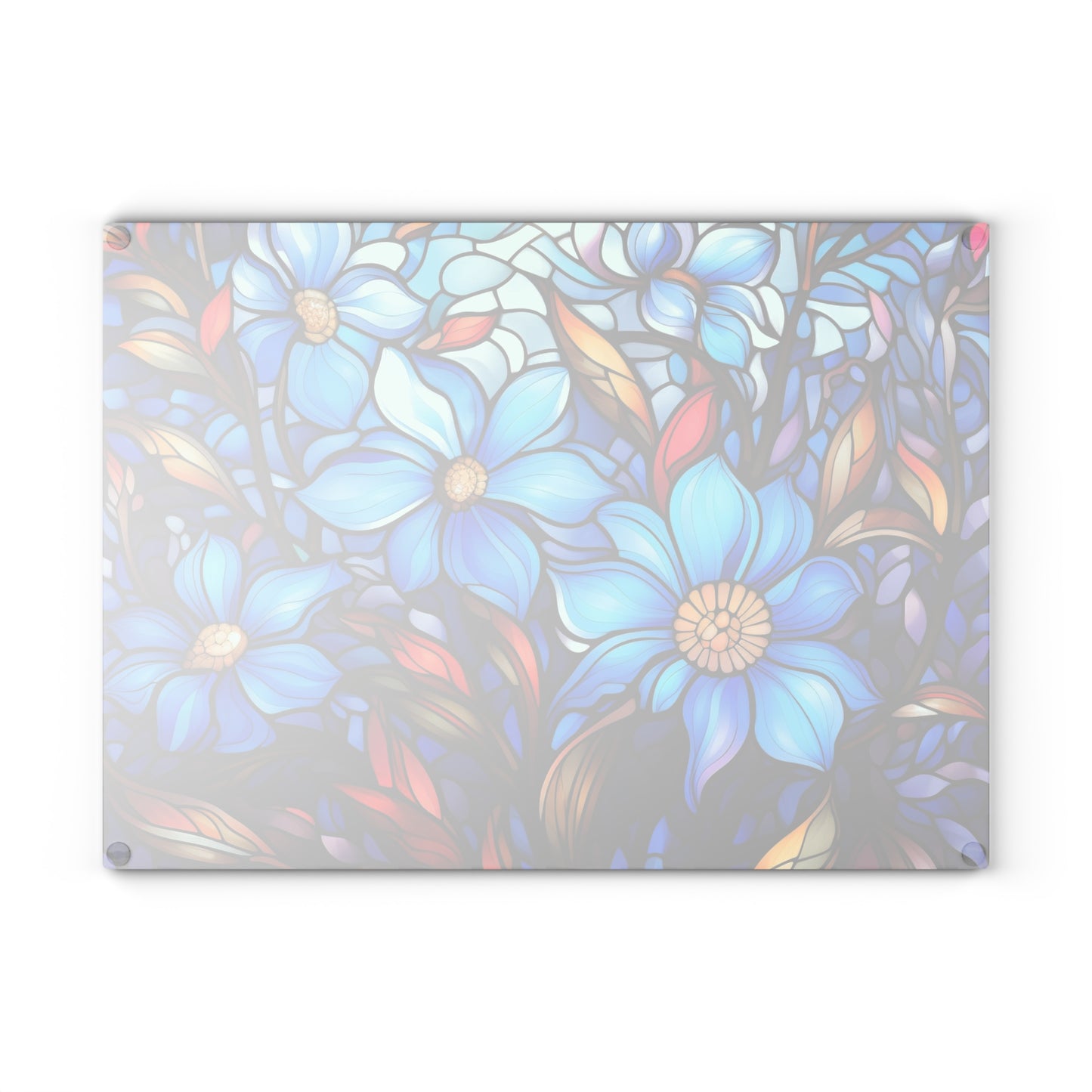 Bright blue stained glass look tempered glass cutting board