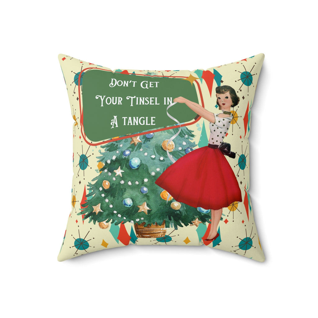 Don't Get Your Tinsel in a Tangle Pillow | Christmas Holiday Decor