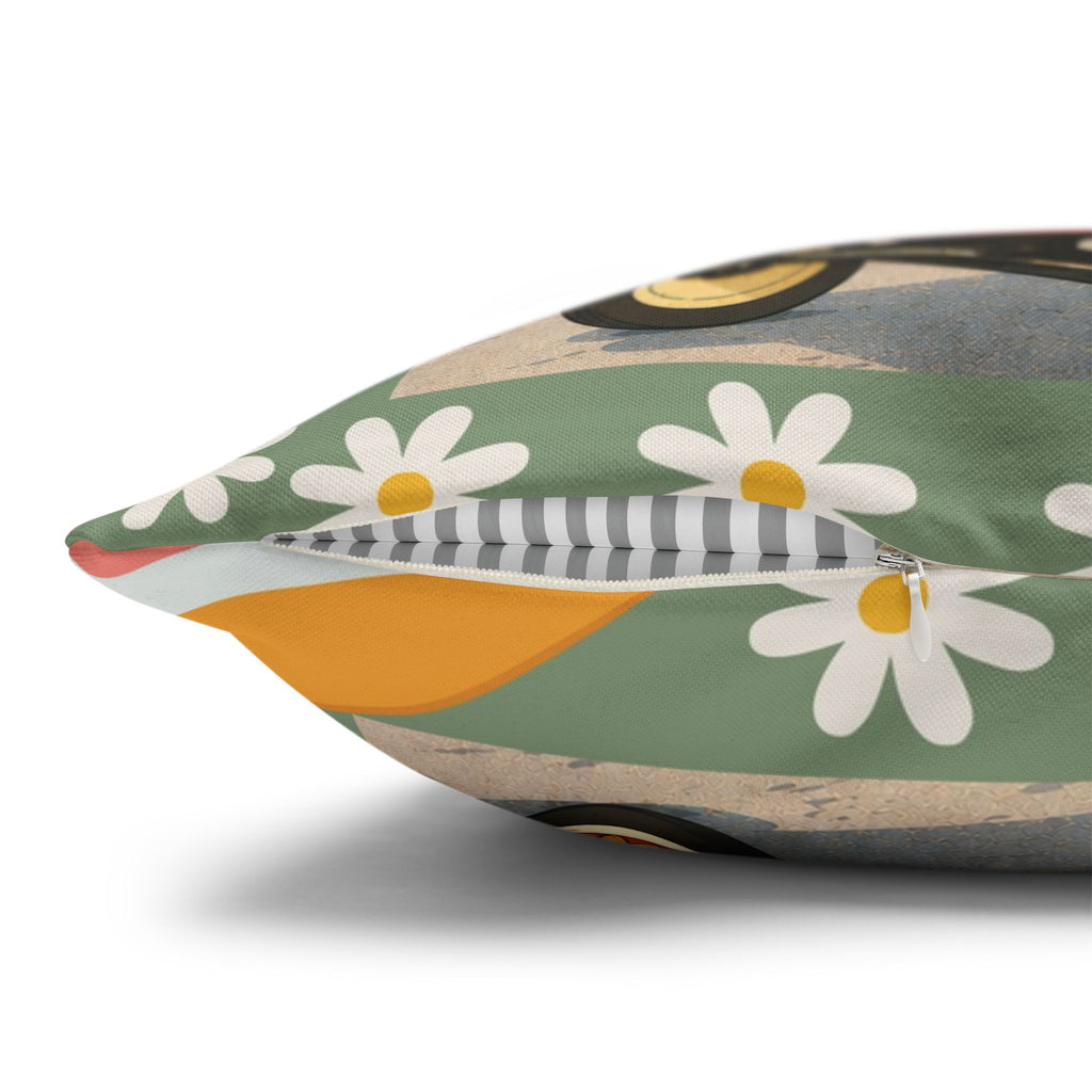 Feelin' Groovy retro Dachshund Pillowcase | 60s 70s pattern Square Decorative Pillow