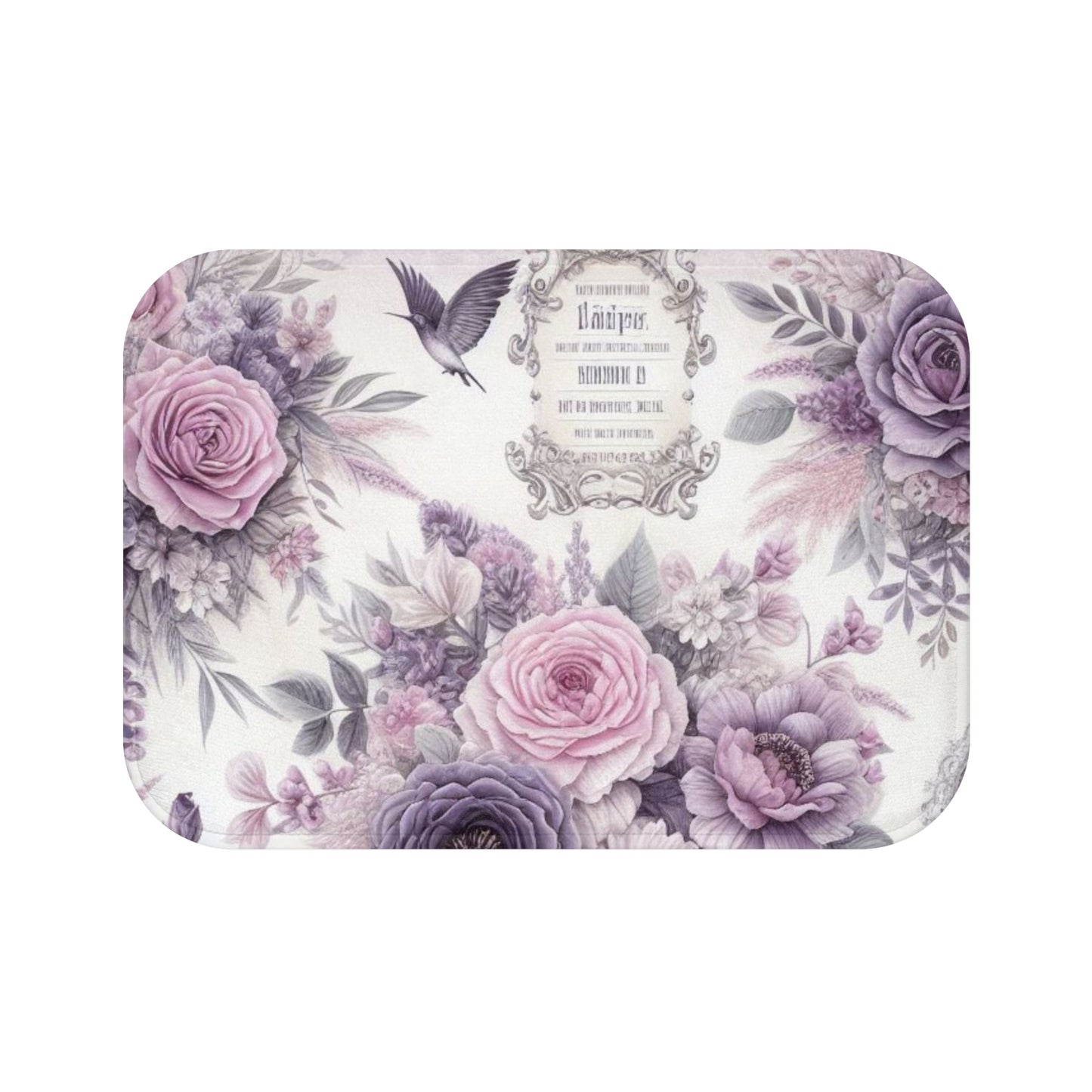 Purple Shabby chic style bathmat, inspired by French vintage, floral bathroom decor