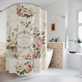 Vintage style Floral Garden Shower Curtain | French Roses,  Shabby chic Butterflies, Neutral