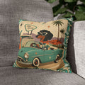Retro Dachshund Driving Convertible Pillowcase | Palm Springs Vintage Car - COVER ONLY