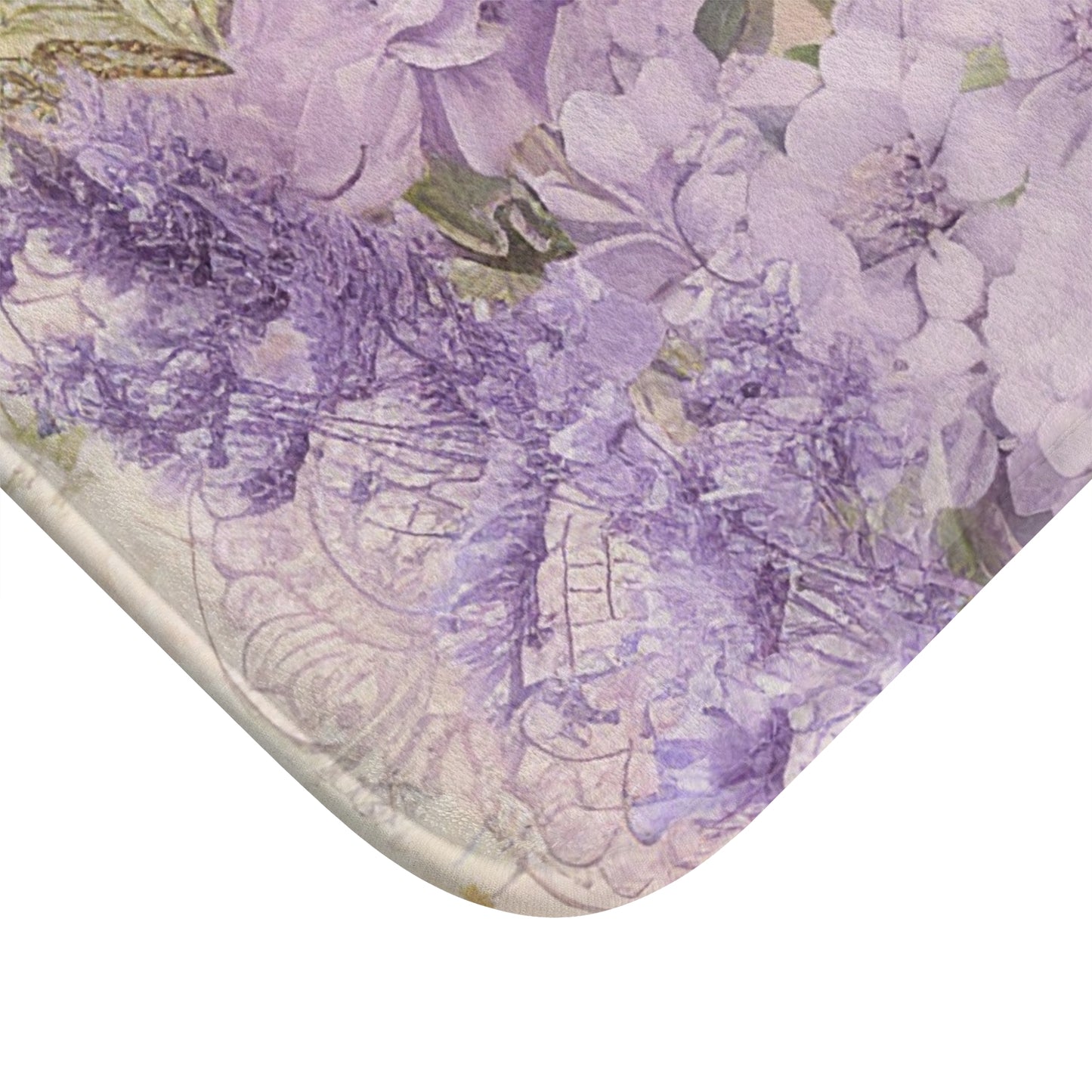 Purple lavender floral bathmat, country cottage, shabby chic style, vintage inspired, bathroom decor