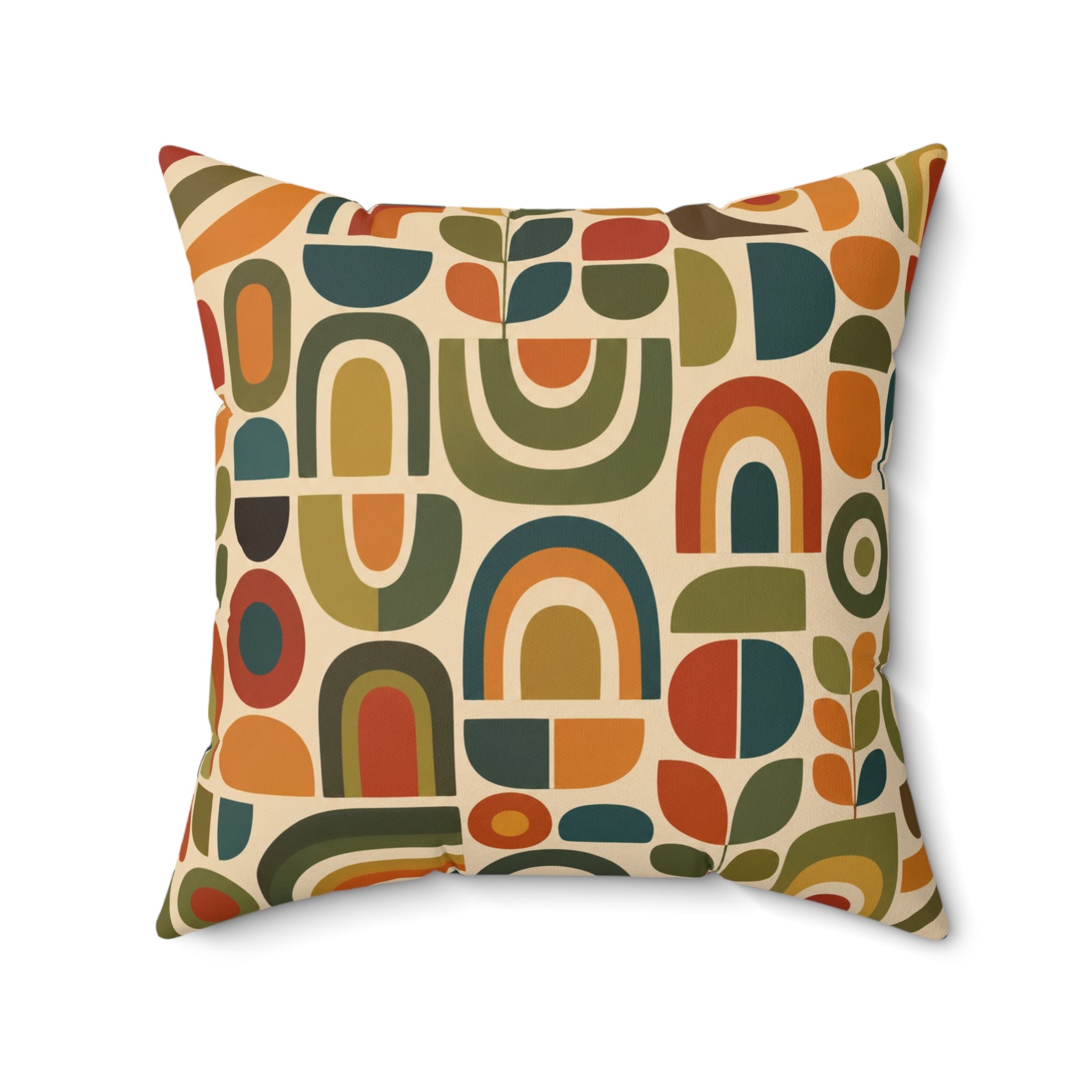 Retro Geometric Abstract Pattern Pillow | Mid Century Modern Throw Pillow