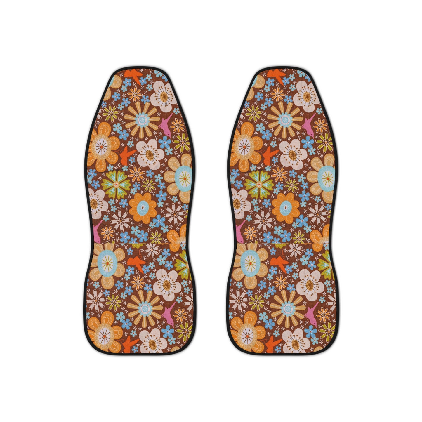 Retro Groovy Flowers: Vibrant Car Seat Covers for a Funky Journey