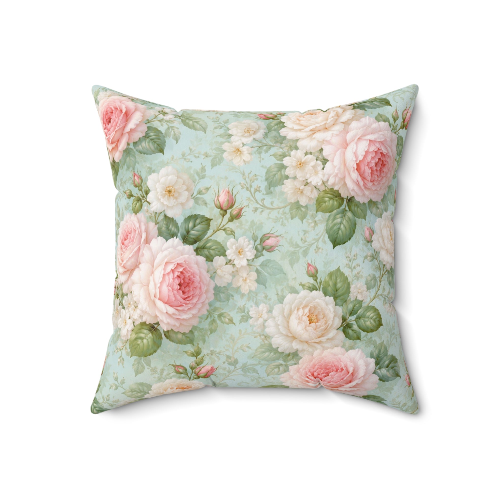 Vintage Pink Roses Toss Pillow | Floral Square Pillow, Shabby Chic