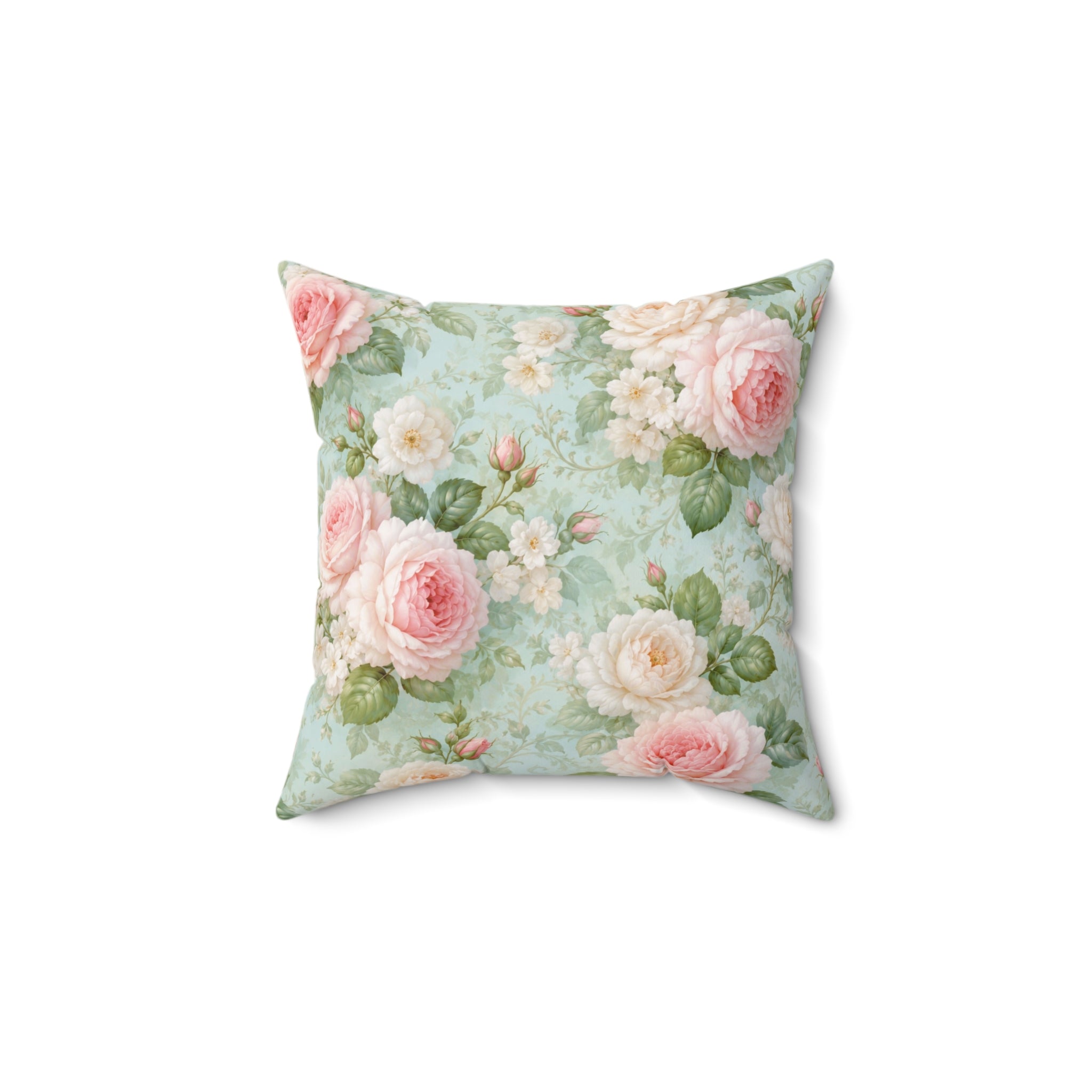 Vintage Pink Roses Toss Pillow | Floral Square Pillow, Shabby Chic