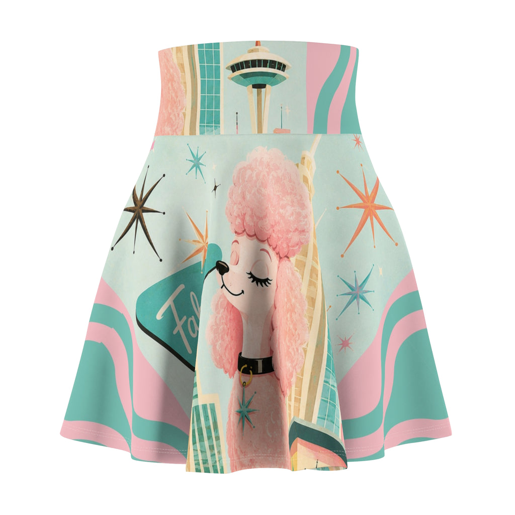Pink Poodle Retro Vegas Skater Skirt | Mid-Century Atomic Starburst