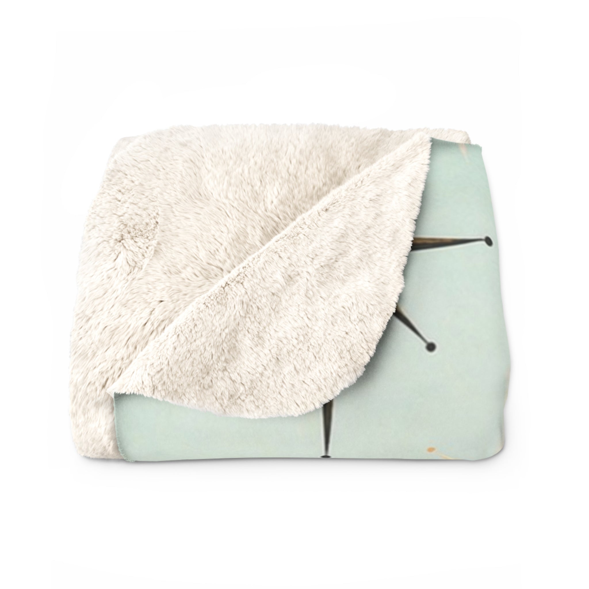 Retro Fabulous Pink Poodle Sherpa Blanket | Mid Century Cityscape