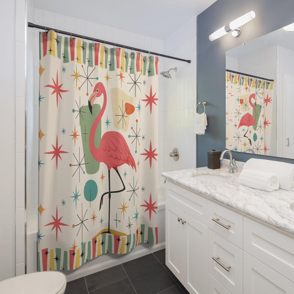 MCM Flamingo Shower Curtain | Retro Bathroom Decor, Summer Vibe, Fun Gift for Bird Lovers, Tropical Home Accent, Unique Bathtub [...]